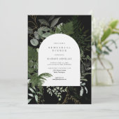 Wild Fern Greenerity Black Wedding Probe Dinner Einladung (Stehend Vorderseite)