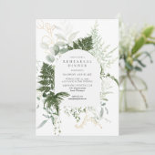 Wild Fern Greenerity White Wedding Probe Dinner Einladung (Stehend Vorderseite)