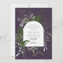 Wild Fern Greenery Lila Hochzeit Probe Dinner Einladung