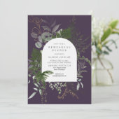 Wild Fern Greenery Lila Hochzeit Probe Dinner Einladung (Stehend Vorderseite)