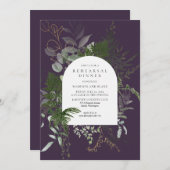 Wild Fern Greenery Lila Hochzeit Probe Dinner Einladung (Vorne/Hinten)