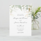 Wild Fern Greenery Wedding Einladung (Stehend Vorderseite)