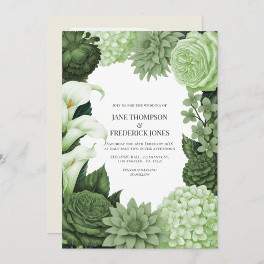 Wild Fern, Soft Moss & Pale Pistachio Wedding Einladung (Vorne/Hinten)