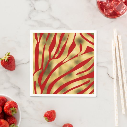 Wild Festive Red and Gold Zebra Serviette (Beispiel)