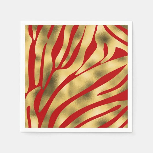 Wild Festive Red and Gold Zebra Serviette (Vorderseite)
