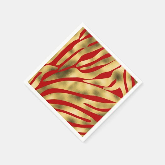 Wild Festive Red and Gold Zebra Serviette (Ecke)