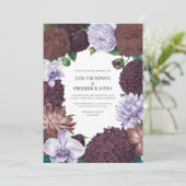 Wild Fig, Cocoa Rose & Soft Lavender Wedding Einladung (Stehend Vorderseite)