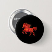 Wild Fire Horse Chinese Zodiac Sign Lunar New Year Button (Vorne & Hinten)