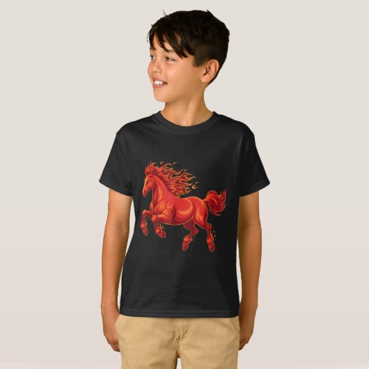 Wild Fire Horse Chinese Zodiac Sign Lunar New Year T-Shirt (Vorne ganz)