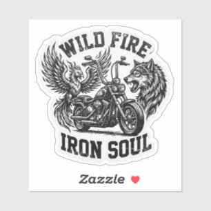 Wild Fire Iron Soul Wolf Phoenix Aufkleber
