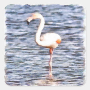 Wild Flamingo Quadratischer Aufkleber
