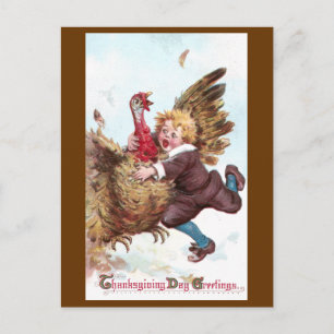 Wild Flatternder Truthahn Vintage Thanksgiving Feiertagspostkarte