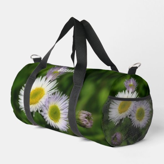 Wild Fleabane Daisy Blume Natur Personalisiert Duffle Bag (Rechte Ecke)