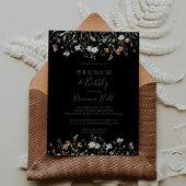 Wild floral Black Brunch Bubbly Brautparty Einladung