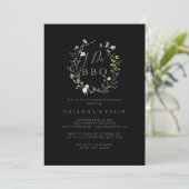 Wild floral Black I Do BBQ Engagement Party Einladung (Stehend Vorderseite)