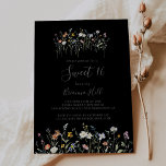 Wild Floral Black Sweet 16 Geburtstagsparty Einladung<br><div class="desc">Diese wildromantische,  schwarze 16 Geburtstagsfeier lädt zu einem modernen Geburtstag ein. Das Design ist in Aquarellfarbe,  Rosa,  Rosa,  lila,  Marineblau und Weiß elegant Blume mit smaragdgrünen Blätter in einem dunklen Hintergrund.</div>