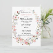 Wild Floral Bouquet Babydusche Einladung (Stehend Vorderseite)