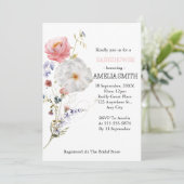 Wild Floral Bouquet Babydusche Einladung (Stehend Vorderseite)
