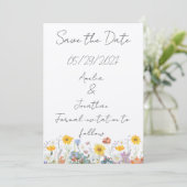 Wild floral Customisable Save the Date card Einladung (Stehend Vorderseite)