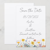 Wild floral Customisable Save the Date card Einladung (Vorne/Hinten)