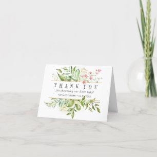 Wild floral Foliage Babydusche Danke Karte