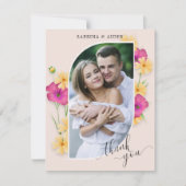 Wild Floral Meadow Wedding Foto Dankeskarte (Vorderseite)