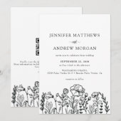 Wild Floral | Qr Code Hochzeit Einladung (Vorne/Hinten)