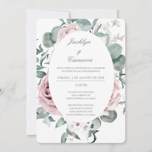 Wild floral Spanish Wedding Einladung (Vorderseite)