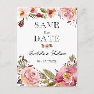 Wild Floral Summer Boho Save the Date Wedding Ankündigungspostkarte