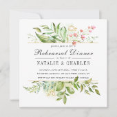 Wild florale Green Foliage Hochzeit Probe Dinner Einladung (Vorderseite)