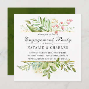 Wild florale Green Foliage Wedding Engagement Part Einladung