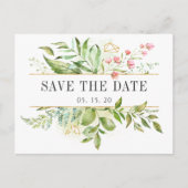 Wild florale grüne Foliage Wasserfarbe Save the Da Ankündigungspostkarte (Vorderseite)