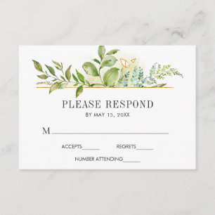 Wild florale grüne Foliage Wasserfarbeneihe RSVP Karte