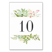 Wild florale Grünfolien Aquarellfarben Tischnummer (Rückseite)