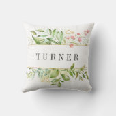Wild florale Grünfolien Wasserfarbe Personalisiert Kissen (Rückseite)