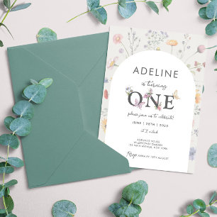 Wild florale Rahmen Wildblume 1. Geburtstagskarte Einladung