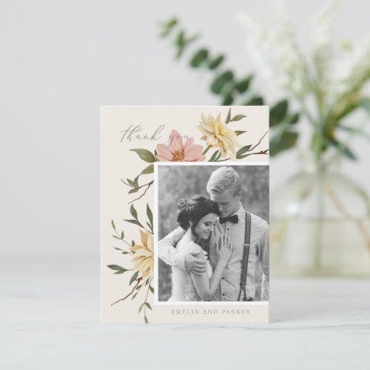 Wild Florals Danke-Card Dankeskarte (Stehend Vorderseite)