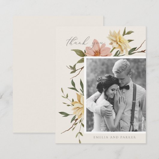 Wild Florals Danke-Card Dankeskarte (Vorne/Hinten)