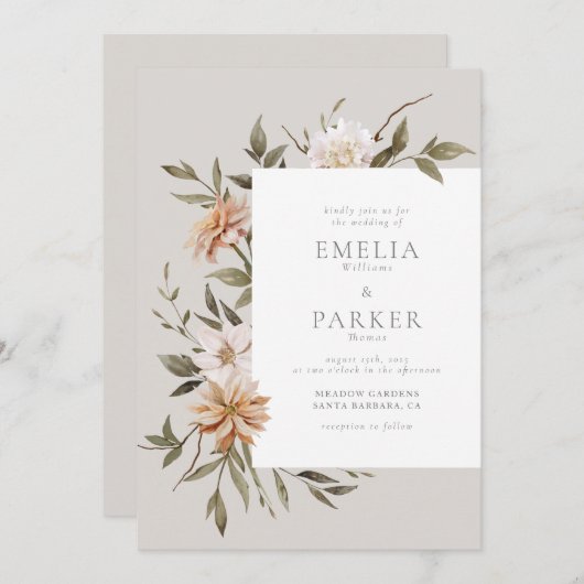 Wild Florals Einladung (Vorne/Hinten)