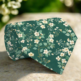 Wild Florals Leaves Nature Green Pattern Krawatte