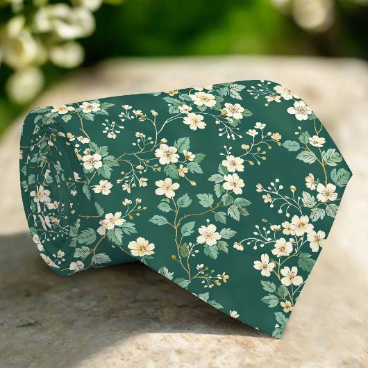 Wild Florals Leaves Nature Green Pattern Krawatte