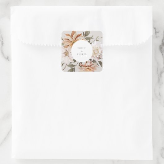 Wild Florals Square Sticker (Tasche)