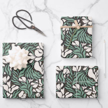 Wild Florals Umschlagpapier - Creme und Black