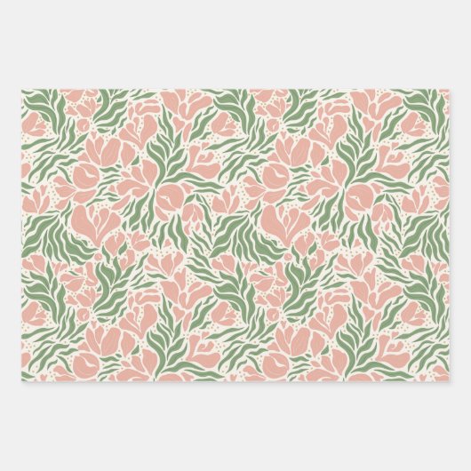 Wild Florals Wrapping Paper - Pink Geschenkpapier Set (Vorderseite)