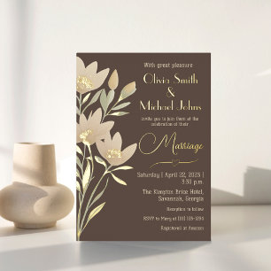 Wild flower Chocolate and cream Wedding Invitation Folien Feiertagskarte