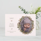 Wild Flower Frame New Baby Birth Announcement Ankündigung (Stehend Vorderseite)