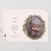 Wild Flower Frame New Baby Birth Announcement Ankündigung (Vorne/Hinten)