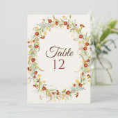 Wild Flower Marigold Foliage Wedding Table Number Einladung (Stehend Vorderseite)