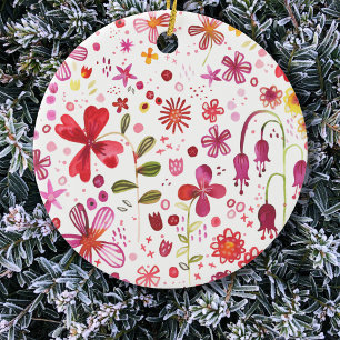 Wild Flower Watercolor Keramik Ornament