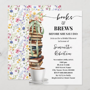 Wild Flowers Bücher & Brause Kaffee Junggesellinne Einladung